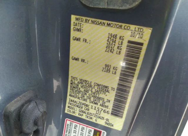 Photo 8 VIN: 1N4AL2EP0BC115766 - NISSAN ALTIMA 