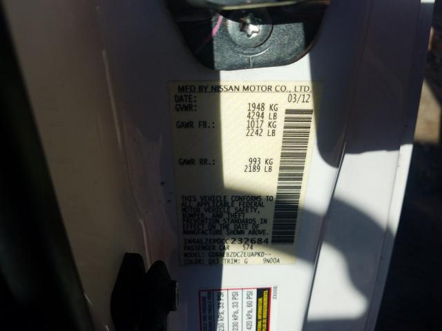 Photo 9 VIN: 1N4AL2EP0CC232684 - NISSAN ALTIMA S 