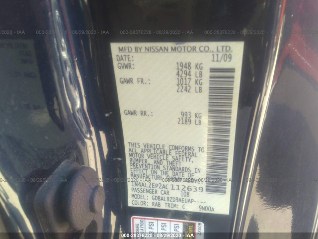 Photo 8 VIN: 1N4AL2EP2AC112639 - NISSAN ALTIMA 