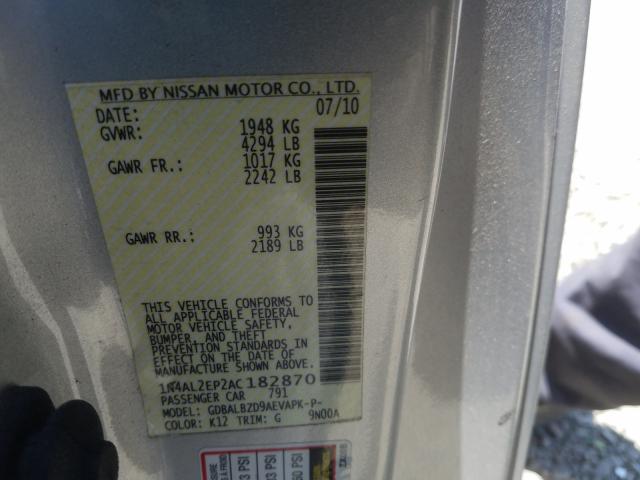 Photo 9 VIN: 1N4AL2EP2AC182870 - NISSAN ALTIMA S 