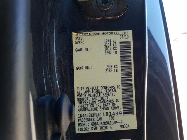 Photo 9 VIN: 1N4AL2EP5AC181499 - NISSAN ALTIMA S 