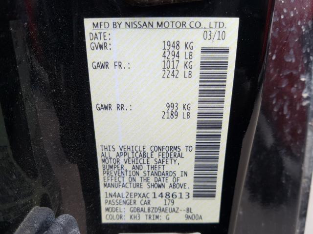 Photo 9 VIN: 1N4AL2EPXAC148613 - NISSAN ALTIMA S 