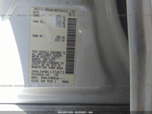 Photo 8 VIN: 1N4AL3AP0DC135871 - NISSAN ALTIMA 