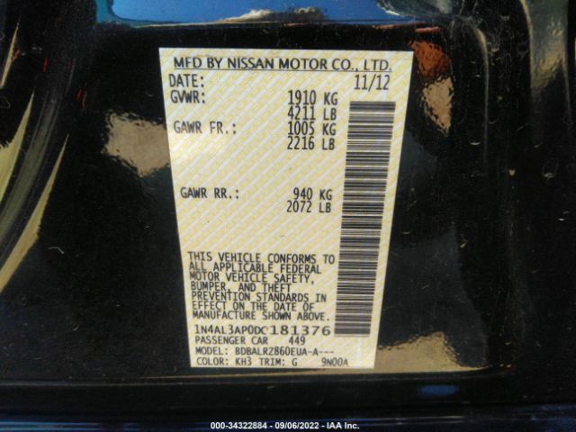 Photo 8 VIN: 1N4AL3AP0DC181376 - NISSAN ALTIMA 