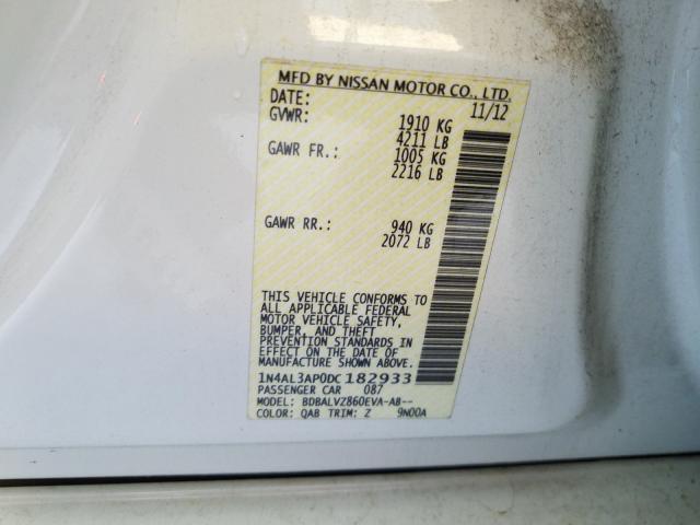 Photo 9 VIN: 1N4AL3AP0DC182933 - NISSAN ALTIMA 2.5 