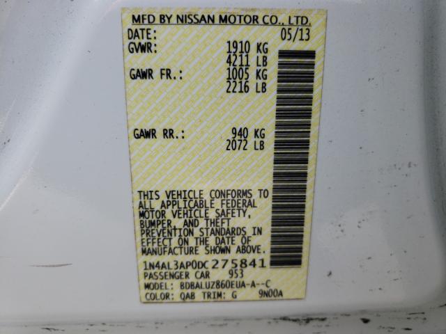 Photo 9 VIN: 1N4AL3AP0DC275841 - NISSAN ALTIMA 2.5 