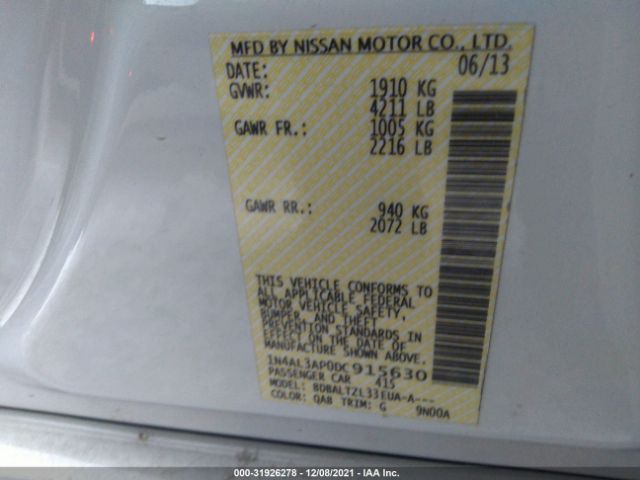 Photo 8 VIN: 1N4AL3AP0DC915630 - NISSAN ALTIMA 