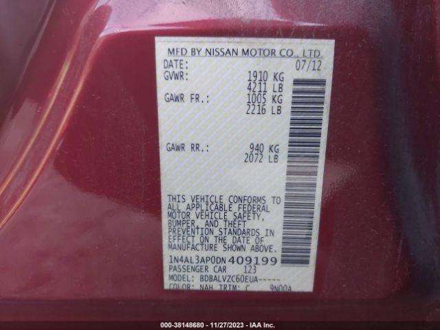 Photo 8 VIN: 1N4AL3AP0DN409199 - NISSAN ALTIMA 