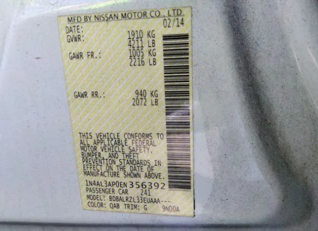 Photo 8 VIN: 1N4AL3AP0EN356392 - NISSAN ALTIMA 