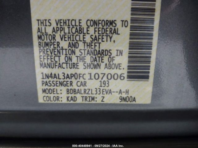 Photo 8 VIN: 1N4AL3AP0FC107006 - NISSAN ALTIMA 