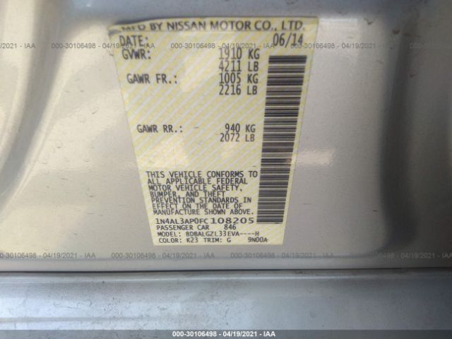 Photo 8 VIN: 1N4AL3AP0FC108205 - NISSAN ALTIMA 