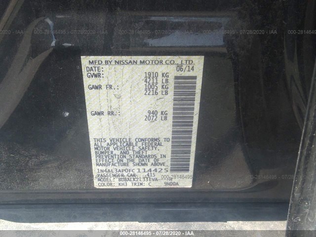 Photo 8 VIN: 1N4AL3AP0FC114425 - NISSAN ALTIMA 