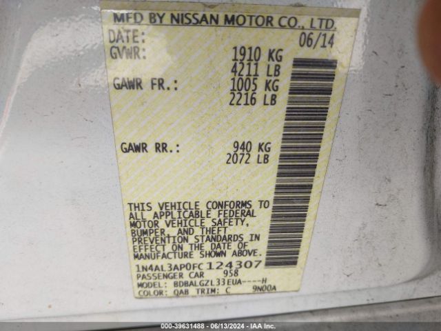 Photo 8 VIN: 1N4AL3AP0FC124307 - NISSAN ALTIMA 