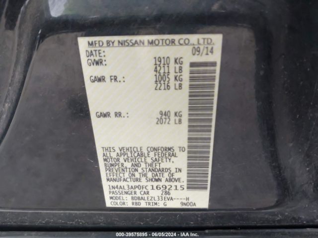 Photo 8 VIN: 1N4AL3AP0FC169215 - NISSAN ALTIMA 