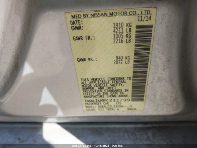 Photo 8 VIN: 1N4AL3AP0FC211799 - NISSAN ALTIMA 