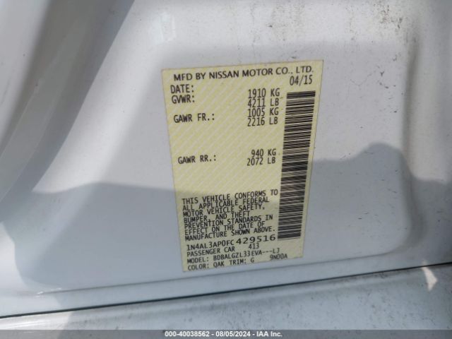 Photo 8 VIN: 1N4AL3AP0FC429516 - NISSAN ALTIMA 