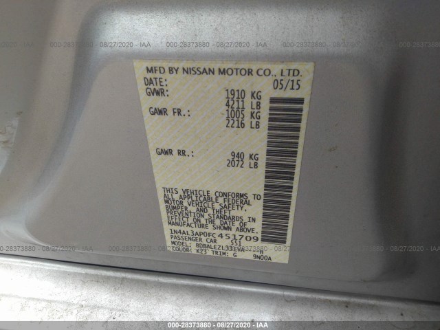 Photo 8 VIN: 1N4AL3AP0FC451709 - NISSAN ALTIMA 