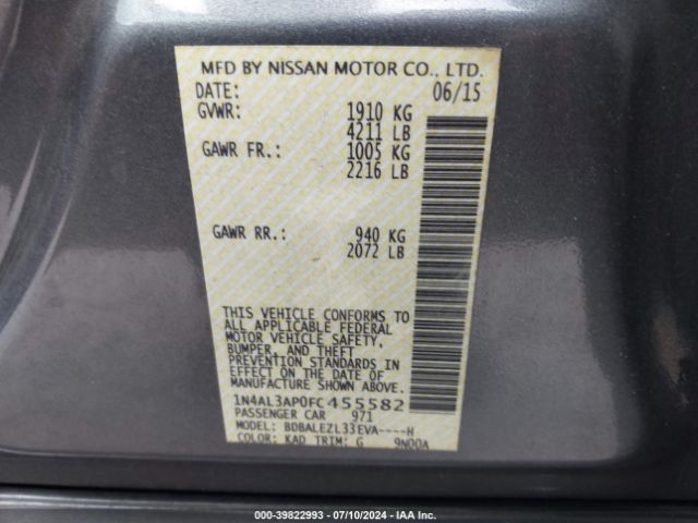 Photo 8 VIN: 1N4AL3AP0FC455582 - NISSAN ALTIMA 