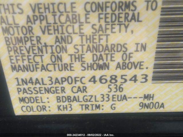 Photo 8 VIN: 1N4AL3AP0FC468543 - NISSAN ALTIMA 