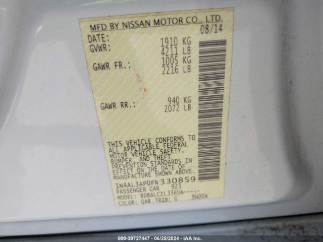 Photo 8 VIN: 1N4AL3AP0FN330859 - NISSAN ALTIMA 