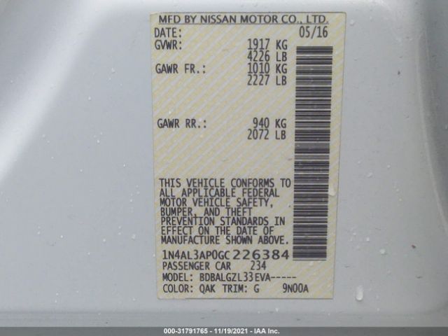 Photo 8 VIN: 1N4AL3AP0GC226384 - NISSAN ALTIMA 