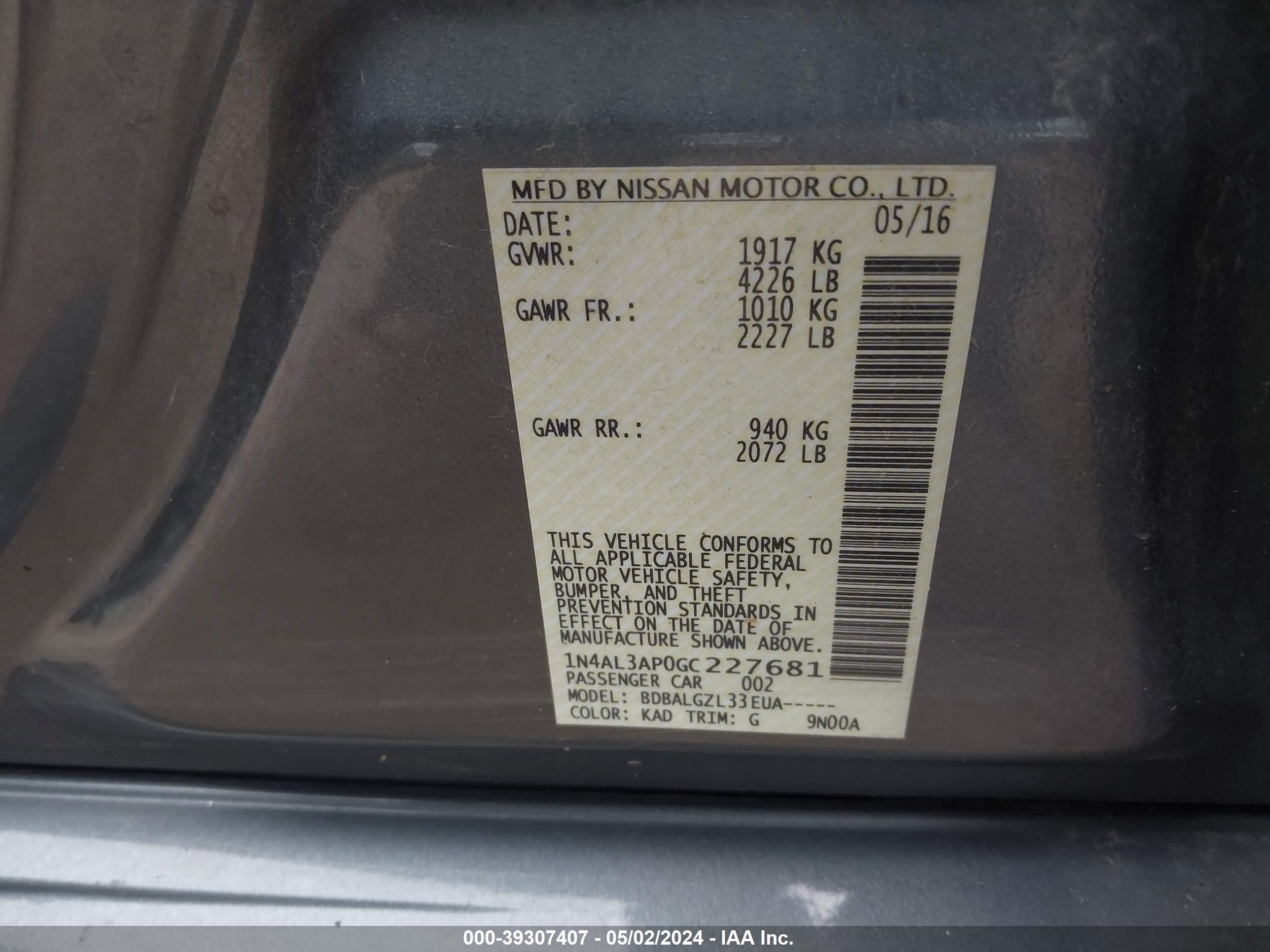 Photo 8 VIN: 1N4AL3AP0GC227681 - NISSAN ALTIMA 