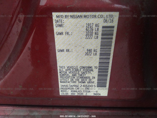 Photo 8 VIN: 1N4AL3AP0GC246005 - NISSAN ALTIMA 