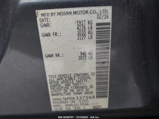 Photo 8 VIN: 1N4AL3AP0GN337568 - NISSAN ALTIMA 