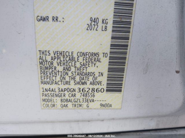 Photo 8 VIN: 1N4AL3AP0GN362860 - NISSAN ALTIMA 