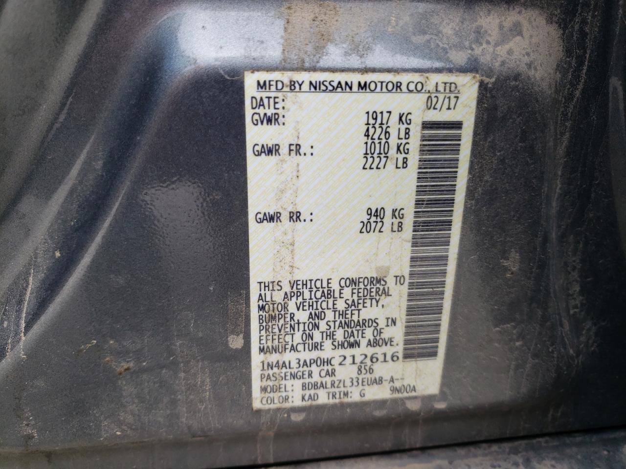 Photo 11 VIN: 1N4AL3AP0HC212616 - NISSAN ALTIMA 