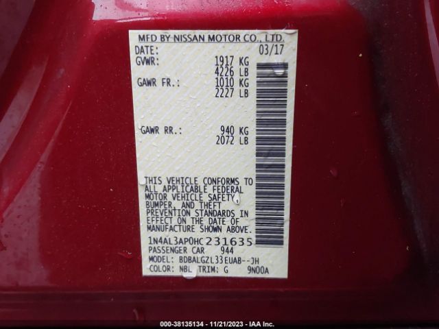 Photo 8 VIN: 1N4AL3AP0HC231635 - NISSAN ALTIMA 