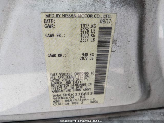 Photo 8 VIN: 1N4AL3AP0JC116653 - NISSAN ALTIMA 