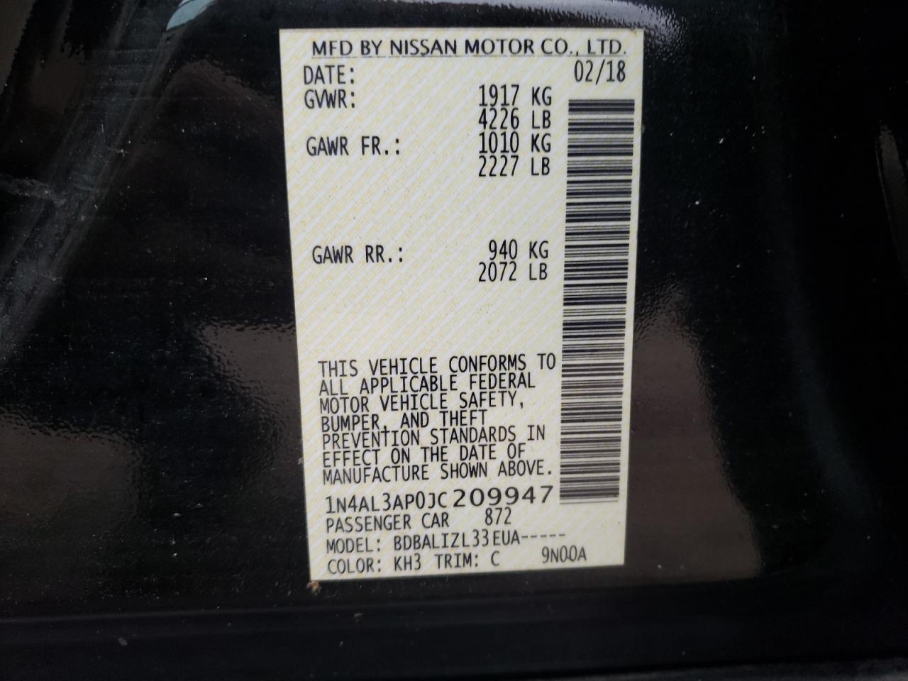 Photo 11 VIN: 1N4AL3AP0JC209947 - NISSAN ALTIMA 