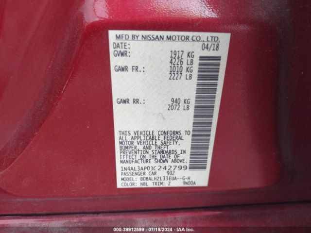 Photo 8 VIN: 1N4AL3AP0JC242799 - NISSAN ALTIMA 