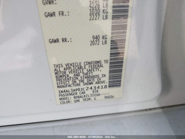 Photo 8 VIN: 1N4AL3AP0JC243418 - NISSAN ALTIMA 