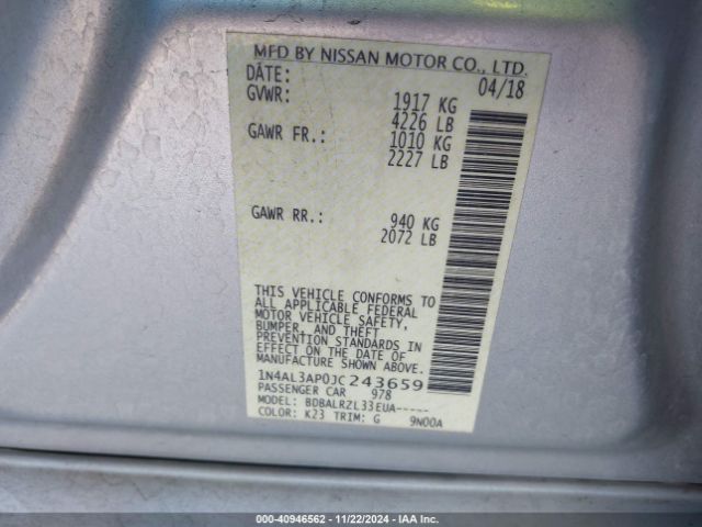 Photo 8 VIN: 1N4AL3AP0JC243659 - NISSAN ALTIMA 