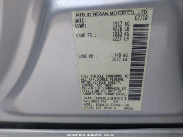 Photo 8 VIN: 1N4AL3AP0JC289511 - NISSAN ALTIMA 