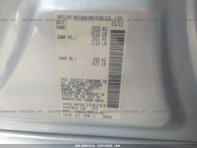 Photo 8 VIN: 1N4AL3AP1DC208293 - NISSAN ALTIMA 