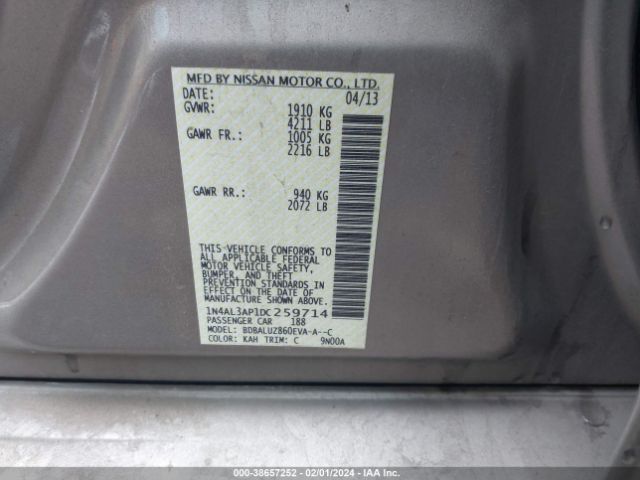 Photo 8 VIN: 1N4AL3AP1DC259714 - NISSAN ALTIMA 