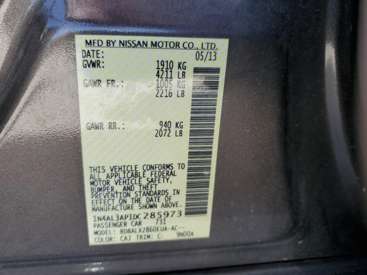 Photo 11 VIN: 1N4AL3AP1DC285973 - NISSAN ALTIMA 