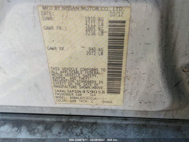 Photo 8 VIN: 1N4AL3AP1DN459058 - NISSAN ALTIMA 