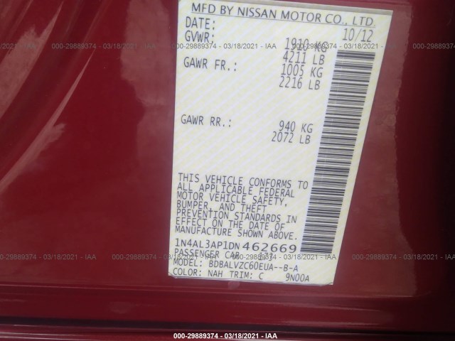 Photo 8 VIN: 1N4AL3AP1DN462669 - NISSAN ALTIMA 