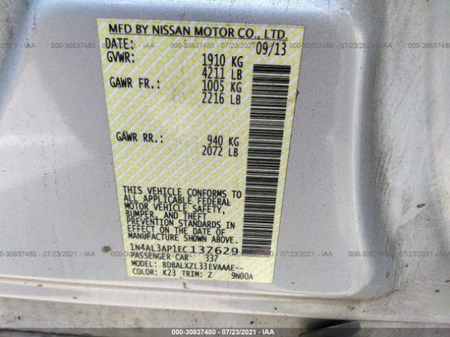 Photo 8 VIN: 1N4AL3AP1EC137629 - NISSAN ALTIMA 