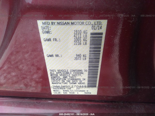 Photo 8 VIN: 1N4AL3AP1EC270469 - NISSAN ALTIMA 