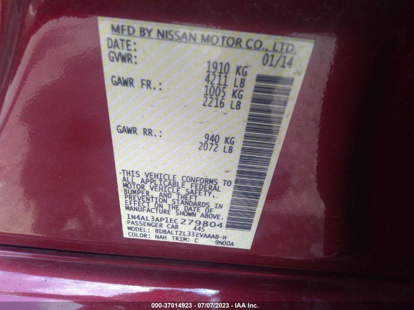 Photo 8 VIN: 1N4AL3AP1EC279804 - NISSAN ALTIMA 