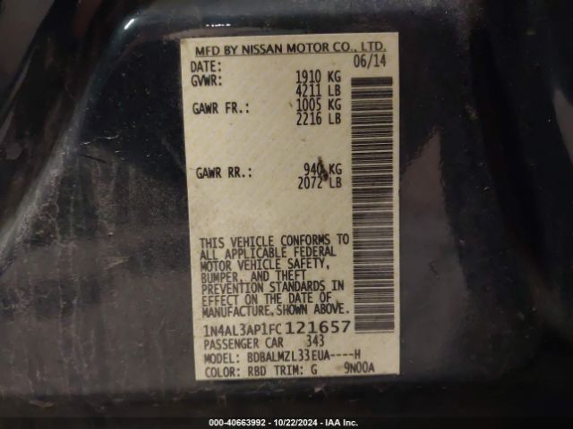 Photo 8 VIN: 1N4AL3AP1FC121657 - NISSAN ALTIMA 