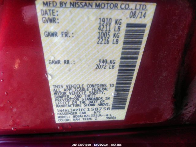 Photo 8 VIN: 1N4AL3AP1FC158756 - NISSAN ALTIMA 