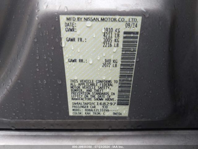 Photo 8 VIN: 1N4AL3AP1FC168297 - NISSAN ALTIMA 