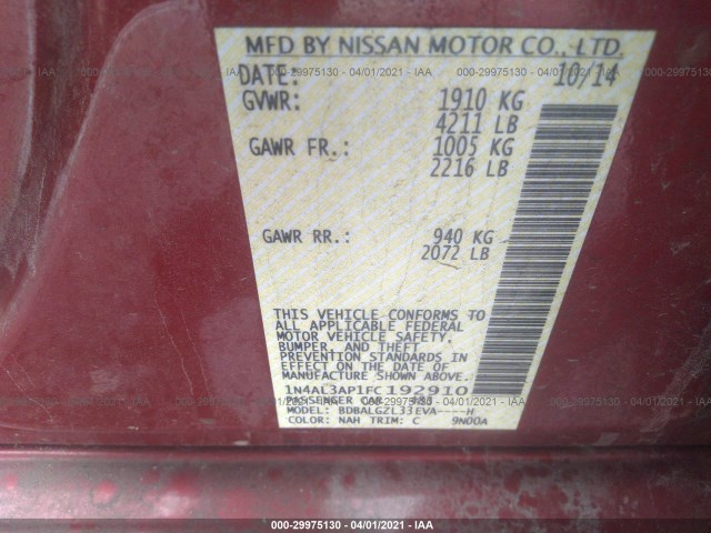 Photo 8 VIN: 1N4AL3AP1FC192910 - NISSAN ALTIMA 