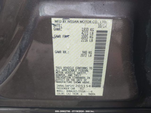 Photo 8 VIN: 1N4AL3AP1FC205154 - NISSAN ALTIMA 